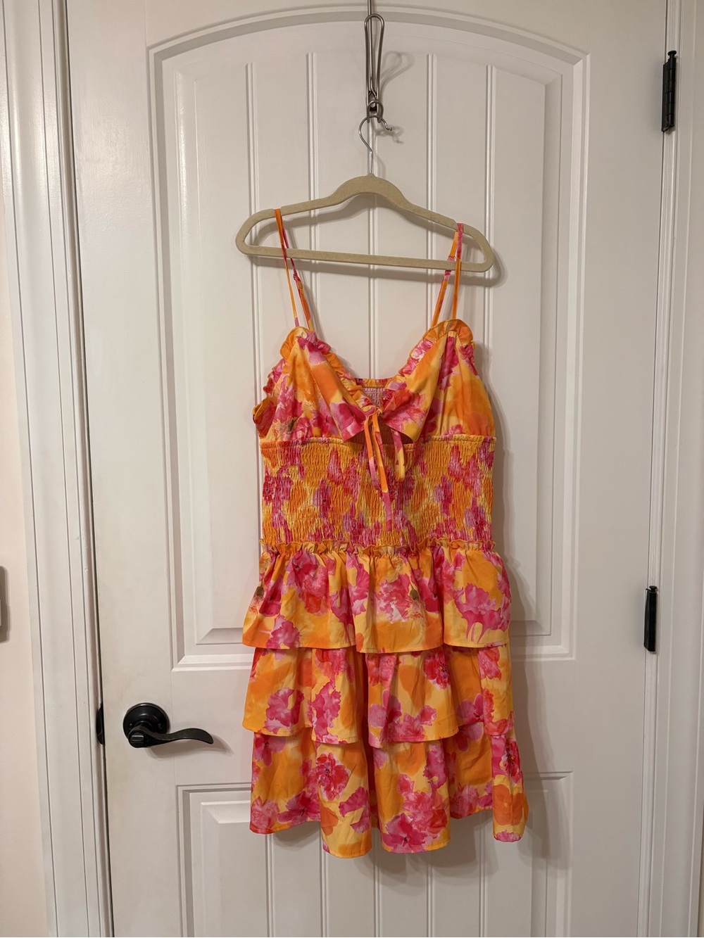 Yellow & Pink Floral Tiered Mini Sundress